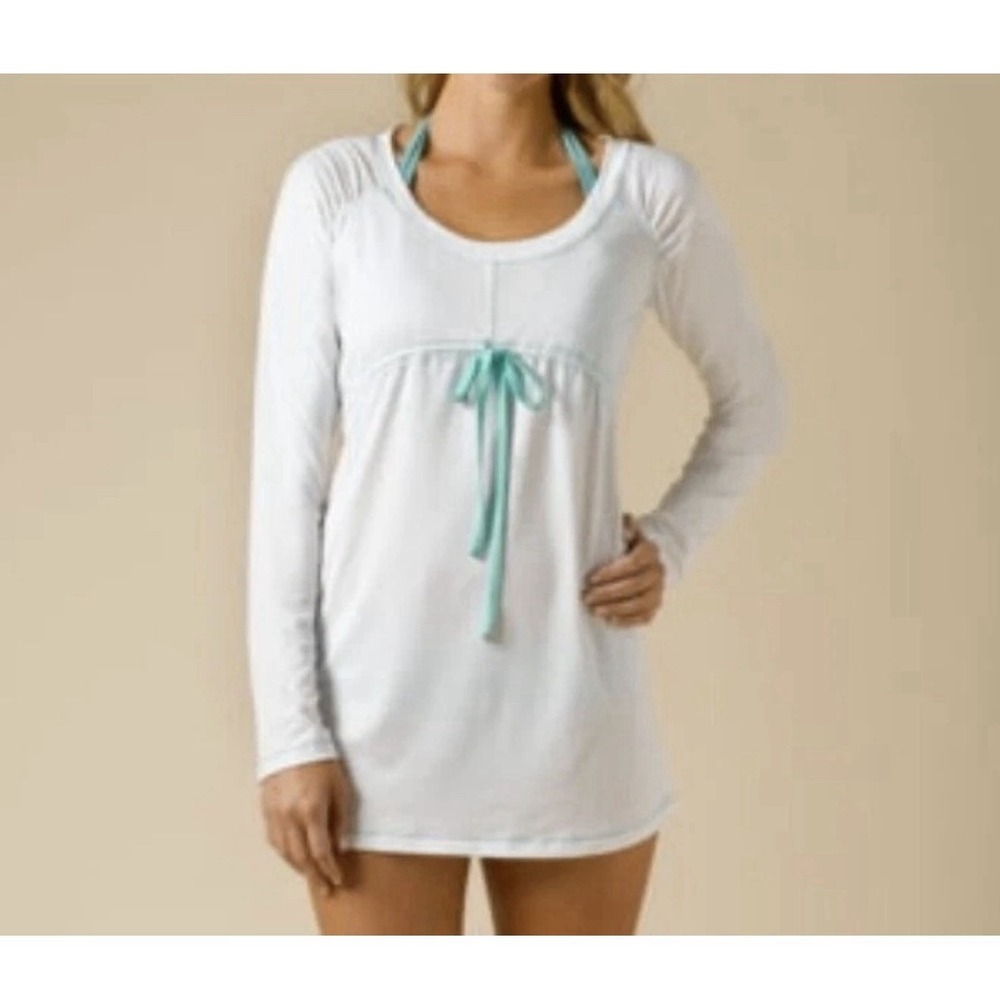 Prana Felicity Cover Up/Sun Top Size Large White Teal